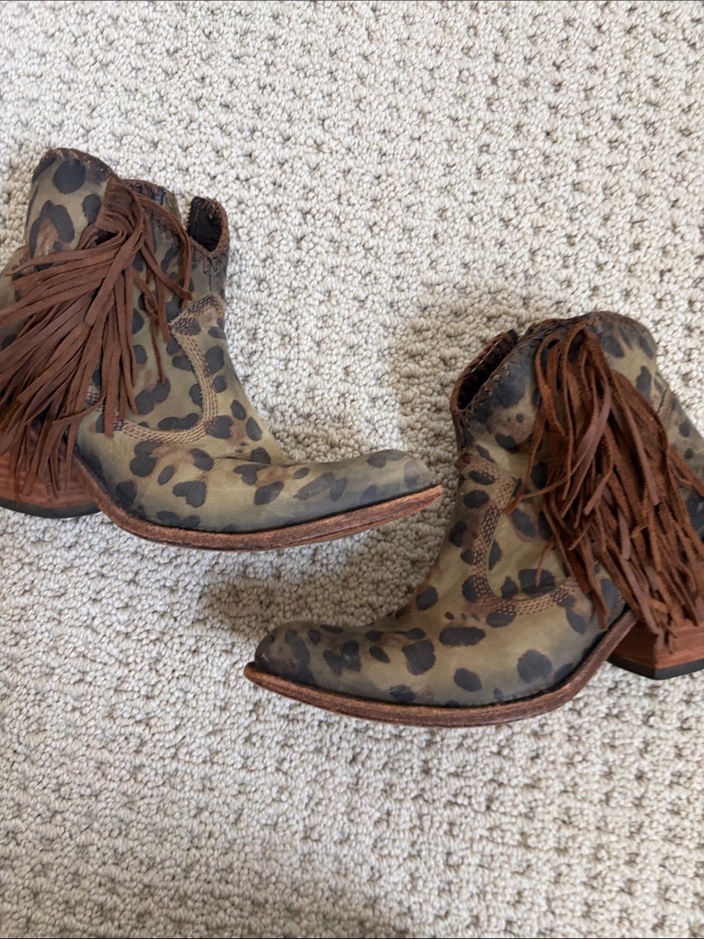 Liberty Black Women’s Fringe Leopard Print Ankle Boots